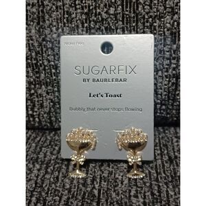 BAUBLEBAR Sugarfix "Let's Toast" Gold-Toned Bubbly Wine Glass Studs